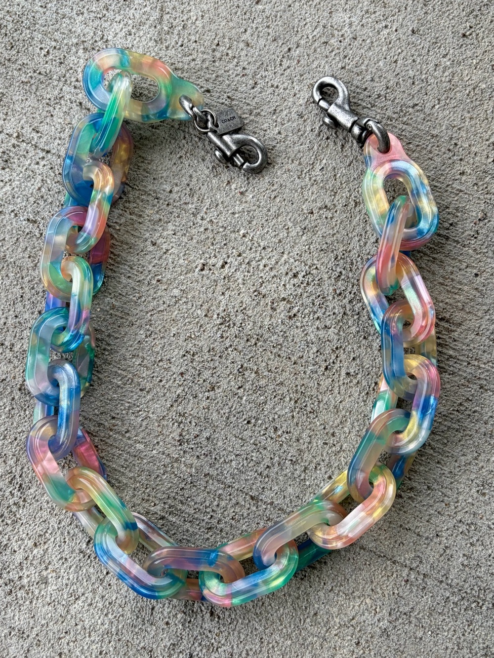 Coach rare resin chain strap multi color blue charm pastel hard to find NWOT - Picture 7 of 8